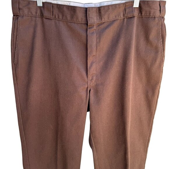 Dickies Vintage Mens Brown Cotton Blend Flat Front Uniform Work Pants 42x27 - Picture 9 of 9